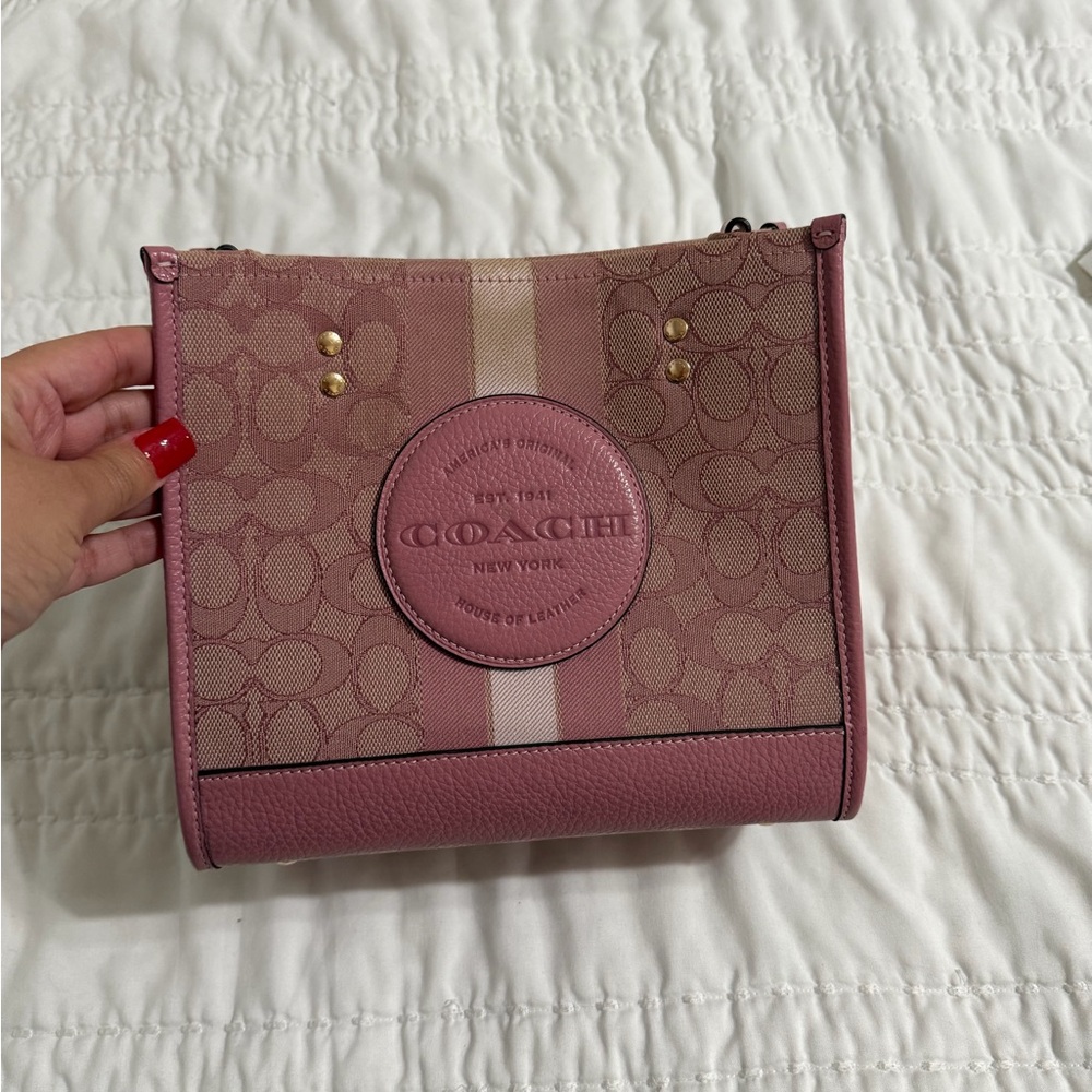Coach Dusty Rose Signature Canvas Crossbody with Stripe